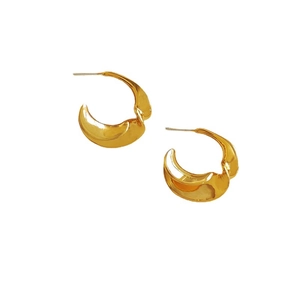 Minimalist gold S925 silver needle C-shape twisted geometric stud earrings for women