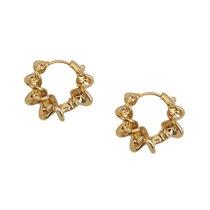 Boucles d'oreilles créoles spirales en laiton doré au fini brillant pour femmes