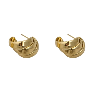 Minimalist 14K gold-plated brass multi-layered twisted hoop earrings for women