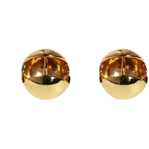 Polished gold spherical hoop earrings with a sleek minimalist mirror finish design