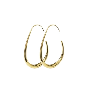 Minimalist 14K gold plated brass water drop earrings with smooth metallic finish