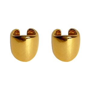 Minimalist U-shaped brushed gold ear cuffs with matte finish texture for non-pierced ears