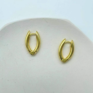 Minimalist Elongated U Shape Hoop Earrings 18K Gold Plated Brass Geometric Hinged Huggie Jewelry For Women