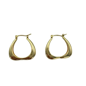 Minimalist gold geometric heart drop earrings with polished metallic finish for women