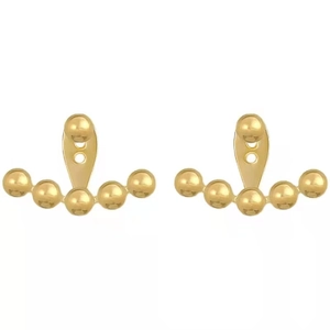 Minimalist 18K gold-plated fan-shaped ear jackets with polished metal beads on white background