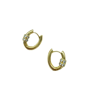 Élégantes boucles d'oreilles créoles dorées en U avec pierres de zircon étincelantes
