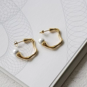 Boucles d'oreilles vintage françaises torsadées dorées avec perles et tiges en argent S925