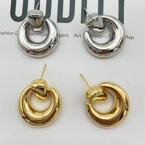 Geometrische Runde Creolen Poliertes Kupfer Minimalistische C Form Für Frauen Mit 925 Sterling Silber Ohrstecker