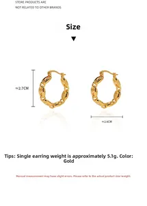 Size details of golden metal link hoop earrings with dimensions 2.7cm height and 2.6cm width