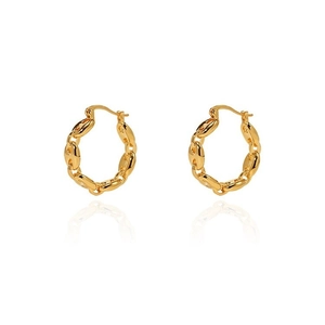 Polished gold pig nose chain link hoop earrings for women in a luxury minimalist style