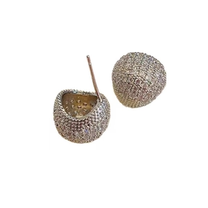 Elegant silver pavé crystal ball hoop earrings with sparkling rhinestones for women