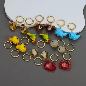 Orecchini A Cerchio Con Animali In Acciaio Inossidabile Oro Simpatico Orso Anatra Delfino Gioielli Per Donne Ragazze