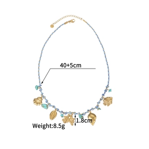 Detail showing ocean theme charms with blue rope and dimensions of 40+5cm length