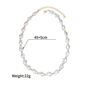 Baroque pearl necklace with gold beads detail, 45+5cm length and 22g weight view