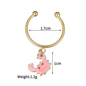 Detailed view of pink enamel crab charm ring with 1.7cm diameter and 1.2g weight