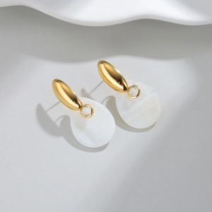 French retro acetate earrings with teardrop shell and 18k gold plated stainless steel