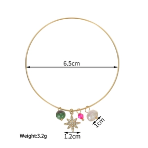 18K gold plated stainless steel star and pearl charm bracelet with size specifications