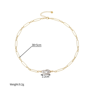 Baroque pearl necklace with 18k gold plated chain and lobster clasp, 38+5cm length