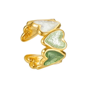 18k gold plated stainless steel open ring with colorful enamel heart gradient
