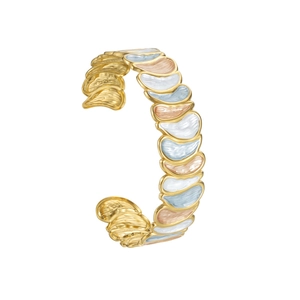 18k gold plated stainless steel cuff bracelet with colorful enamel water drop patterns