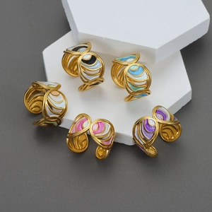 Enamel Open Ring Stainless Steel Geometric Butterfly Adjustable Gold Plated Niche Luxury Fashion Jewelry For Women