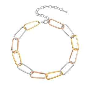 Moderna collana a catena in acciaio inossidabile placcato oro 18k in tonalità miste