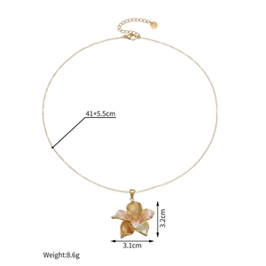Detailed dimensions of 18k gold 3D flower necklace with 41+5.5cm chain length and weight