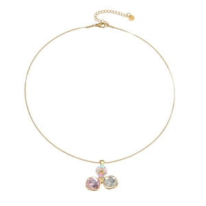 Minimalist 18k gold plated titanium necklace with geometric zircon pendants for women