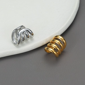 Clip Oreille Spirale Multicouche Acier Inoxydable Plaqué Or Sans Perçage Boucles Oreilles Clip On Minimaliste Bijoux Femmes