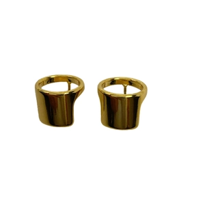 Polished 24K gold plated brass hoop earrings with a wide cylindrical minimalist design