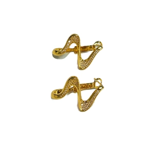 Elegant 24k gold-plated wave-shaped earrings with shimmering white cubic zirconia stones