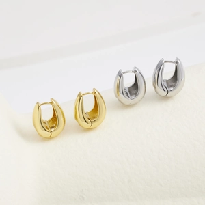 Orecchini A Cerchio A Forma Di U A Goccia Lucidatura A Specchio Rame Placcato Stile Geometrico Minimalista Donna