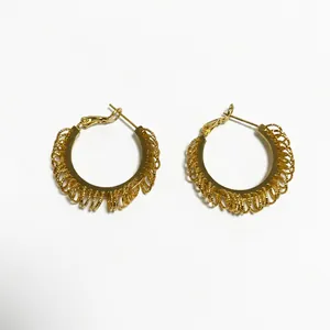 Exquisite gold layered hoop earrings with textured spiral design for women