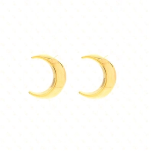 Minimalist geometric crescent moon stud earrings in polished S925 sterling silver for women