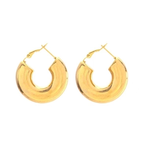 Orecchini a cerchio cavo a forma di U con placcatura oro 18K in stile moderno minimalista