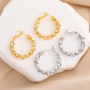Créoles Torsadées Avec Tige De Boucle D'oreille En Argent Sterling 925 Cuivre Plaqué Or 18K Bijoux Spirale Géométrique