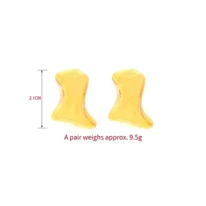 Boucles d'oreilles bottes dorées, hauteur 2,1 cm, poids environ 9,5 g par paire, chic