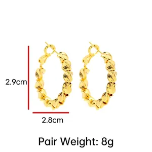 Créoles torsadées minimalistes plaquées or 18K de 2,9 cm avec finition polie brillante
