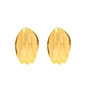 Boucles d'oreilles pétales de tulipe plaquées or 18 carats au design minimaliste