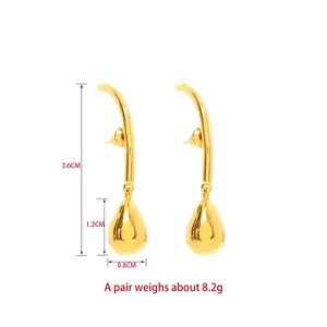 Minimalist 18K gold plated teardrop earrings with dimensions of 3.6cm total length