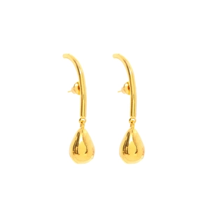 Polished 18K gold plated teardrop earrings with elegant hook closure for women