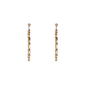 Elegant gold plated metal chain tassel earrings with multi-disc vertical drop design