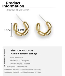 Détails des boucles d'oreilles créoles dorées avec dimensions et caractéristiques du métal