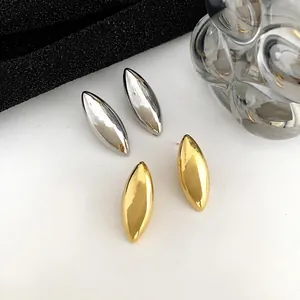 Orecchini A Lobo Minimalisti Forma Di Canoa Rame Lucidato A Specchio Con Perno In Argento Sterling 925 Per Donna Gioielli Boutique