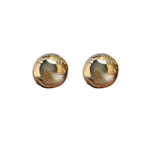 Polished 18K gold plated sphere stud earrings featuring a high-shine mirror finish