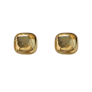 Orecchini a perno quadrati placcati oro 24K con finitura a specchio lucida in stile INS