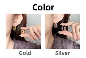 Detailed comparison of gold and silver quilted texture hoop earrings for women