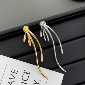 Französische Vintage-Schleifen-Ohrhänger Mit 18 Karat Vergoldetem Kupfer Und Ohrsteckern Aus 925er Sterlingsilber Eleganter Schmuck