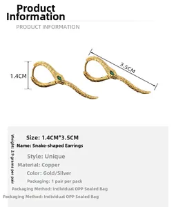Specifiche dettagliate delle dimensioni per orecchini a serpente in rame oro e argento