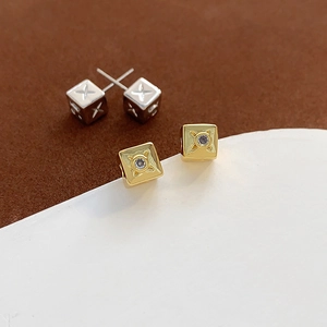Boucles D'Oreilles Carrées Avec Tige En Argent Sterling 925 Cuivre Zircone Cubique Étoile De Croix Géométrique Bijoux De Luxe Pour Femmes